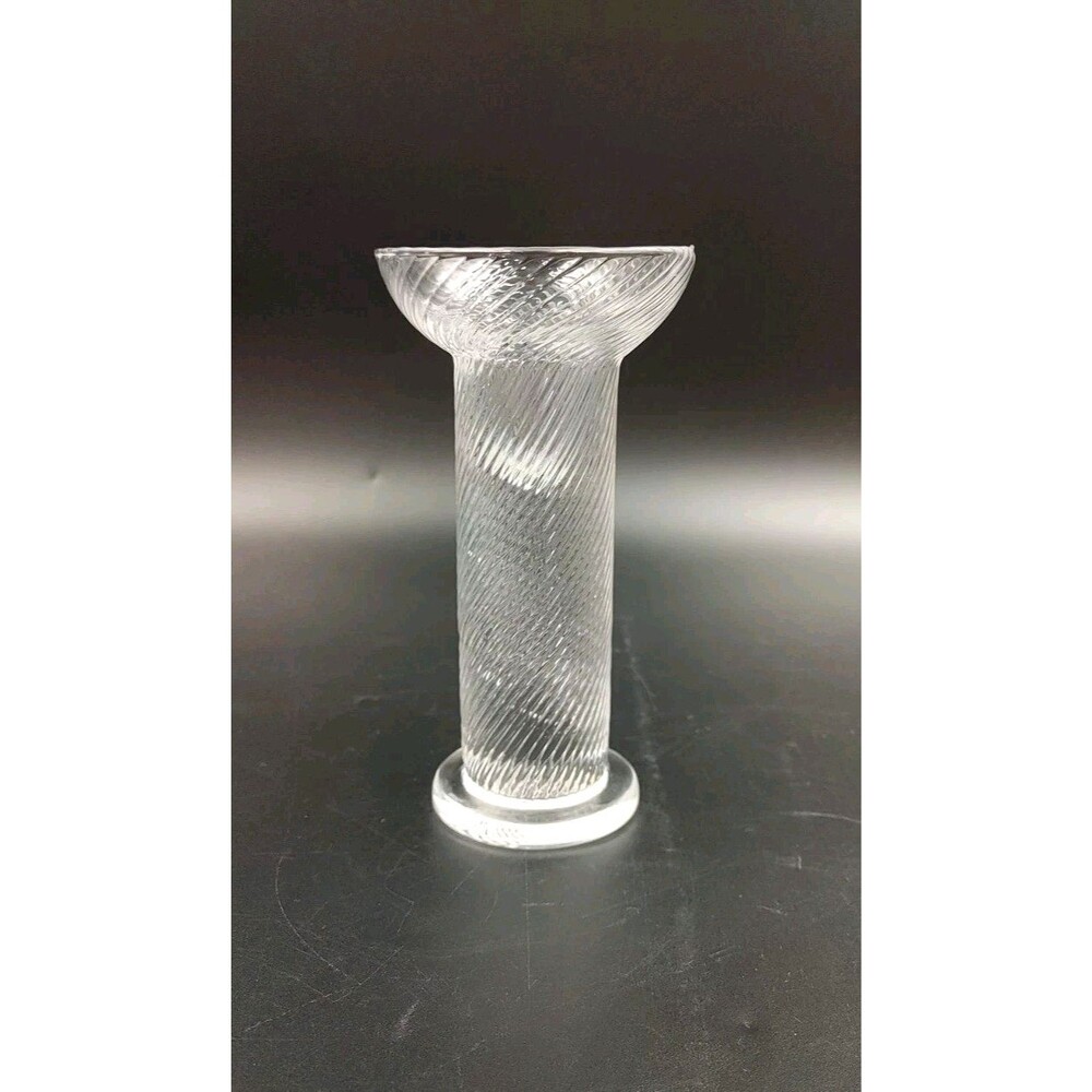 Riekes Crisa Crystal Optic Swirl Ball Taper Candle Holder Hand Blown in Italy